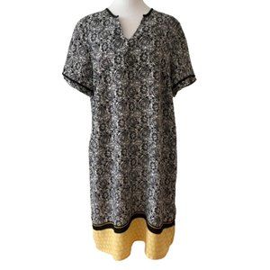 Danillo Boutique's Shift SS Dress Business Casual Artsy Midi V-Neck, Size 16